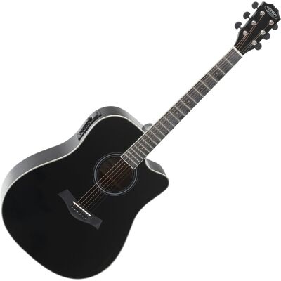 Classic Cantabile Guitare Electro Acoustique Folk Cutaway Xlr Jack 3 Bandes Eq Accordeur Noir - Publicité Classic Cantabile Guitare Electro Acoustique Folk Cutaway Xlr Jack 3 Bandes Eq Accordeur Noir - Publicité
