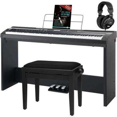 Classic Cantabile Piano Clavier Numerique Synthetiseur Digital 88 Touches 64 Sons Banc Casque Set - Publicité Classic Cantabile Piano Clavier Numerique Synthetiseur Digital 88 Touches 64 Sons Banc Casque Set - Publicité