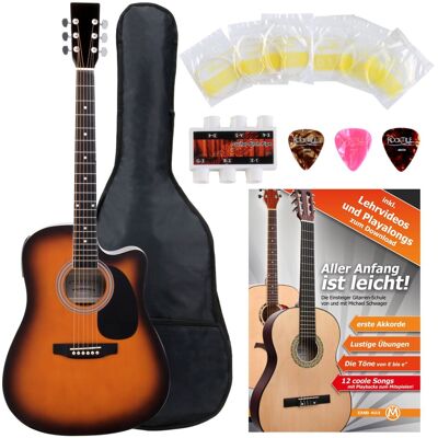 Classic Cantabile Pack Guitare Electro Acoustique 3-Eq Dreadnought Cutaway Cordes Housse Sunburst - Publicité Classic Cantabile Pack Guitare Electro Acoustique 3-Eq Dreadnought Cutaway Cordes Housse Sunburst - Publicité