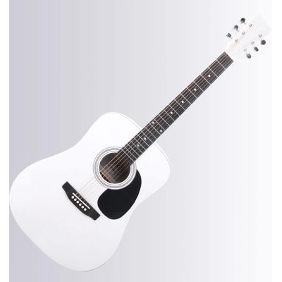 Classic Cantabile Guitare Acoustique Folk Western Blues Dreadnought 20 Frettes 6 Cordes Blanc - Publicité Classic Cantabile Guitare Acoustique Folk Western Blues Dreadnought 20 Frettes 6 Cordes Blanc - Publicité