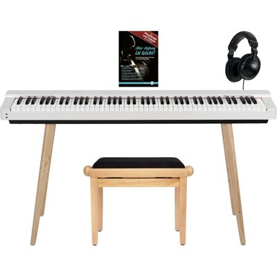 Classic Cantabile Sp-316 Piano De Scène Home Set Banquette Casque Blanc Pédale - Publicité Classic Cantabile Sp-316 Piano De Scène Home Set Banquette Casque Blanc Pédale - Publicité