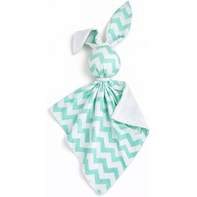 Bobono Peluche Lapin Doudou, Double Face En Coton Et Minky - Motif Chevron Menthe - Bla - Publicité Bobono Peluche Lapin Doudou, Double Face En Coton Et Minky - Motif Chevron Menthe - Bla - Publicité