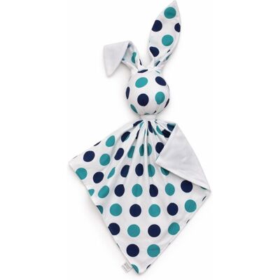 Bobono Peluche Lapin Doudou, Double Face En Coton Et Minky - Pois Bleu Marine Menthe - - Publicité Bobono Peluche Lapin Doudou, Double Face En Coton Et Minky - Pois Bleu Marine Menthe - - Publicité