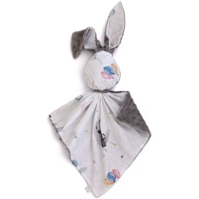 Bobono Peluche Lapin Doudou, Double Face En Coton Et Minky - Ballons - Gris - Publicité Bobono Peluche Lapin Doudou, Double Face En Coton Et Minky - Ballons - Gris - Publicité