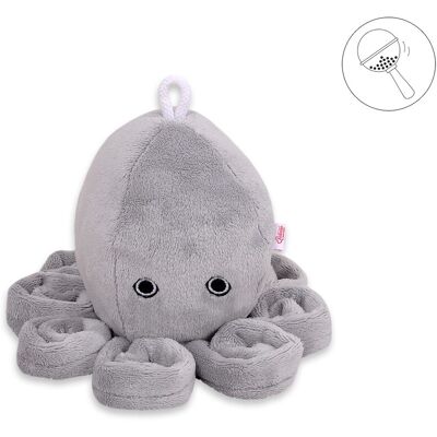 Bobono Peluche Pieuvre Pour Enfants Avec Hochet - Grise - Publicité Bobono Peluche Pieuvre Pour Enfants Avec Hochet - Grise - Publicité