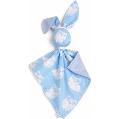 Bobono Peluche Lapin Doudou Double Face En Coton Et Minky - Hiboux Bleus - Bleu - Publicité Bobono Peluche Lapin Doudou Double Face En Coton Et Minky - Hiboux Bleus - Bleu - Publicité