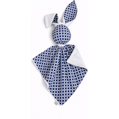 Bobono Peluche Lapin Doudou, Double Face En Coton Et Minky - Mini Rosette Bleu Marine - - Publicité Bobono Peluche Lapin Doudou, Double Face En Coton Et Minky - Mini Rosette Bleu Marine - - Publicité