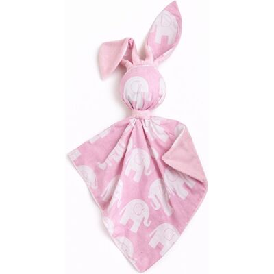 Bobono Peluche Lapin Doudou, Double Face En Coton Et Minky - Éléphants Roses - Rose - Publicité Bobono Peluche Lapin Doudou, Double Face En Coton Et Minky - Éléphants Roses - Rose - Publicité