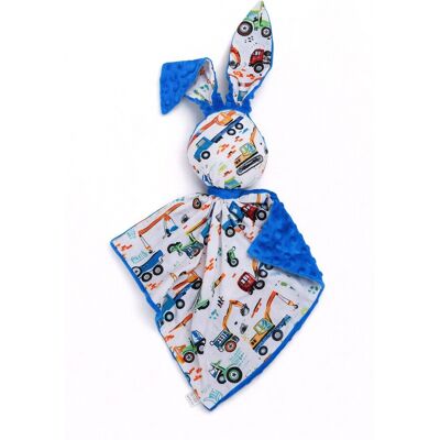 Bobono Peluche Lapin Doudou, Double Face En Coton Et Minky - Chantier - Bleu - Publicité Bobono Peluche Lapin Doudou, Double Face En Coton Et Minky - Chantier - Bleu - Publicité