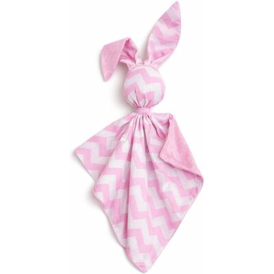 Bobono Peluche Lapin Doudou, Double Face En Coton Et Minky - Rose À Chevrons - Rose - Publicité Bobono Peluche Lapin Doudou, Double Face En Coton Et Minky - Rose À Chevrons - Rose - Publicité