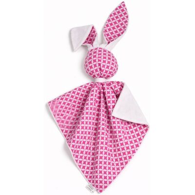 Bobono Peluche Lapin Doudou, Double Face En Coton Et Minky - Mini Rosette Rose - Blanc - Publicité Bobono Peluche Lapin Doudou, Double Face En Coton Et Minky - Mini Rosette Rose - Blanc - Publicité