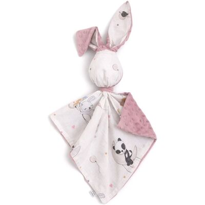 Bobono Peluche Lapin Doudou, Double Face En Coton Et Minky - Ballons - Rose Sale - Publicité Bobono Peluche Lapin Doudou, Double Face En Coton Et Minky - Ballons - Rose Sale - Publicité