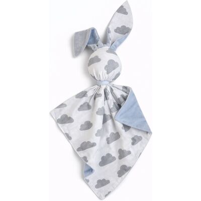 Bobono Peluche Lapin Doudou Double Face En Coton Et Minky - Nuages Gris - Bleu - Publicité Bobono Peluche Lapin Doudou Double Face En Coton Et Minky - Nuages Gris - Bleu - Publicité