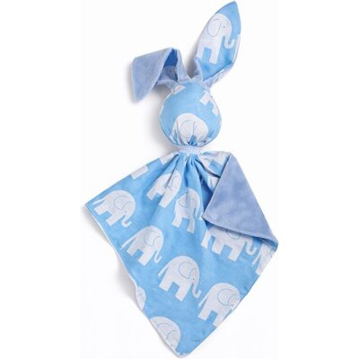 Bobono Peluche Lapin Doudou Double Face En Coton Et Minky - Éléphants Bleus - Bleu - Publicité Bobono Peluche Lapin Doudou Double Face En Coton Et Minky - Éléphants Bleus - Bleu - Publicité