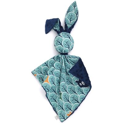 Bobono Peluche Lapin Doudou, Double Face En Coton Et Minky - Vert Menthe - Bleu Marine - Publicité Bobono Peluche Lapin Doudou, Double Face En Coton Et Minky - Vert Menthe - Bleu Marine - Publicité
