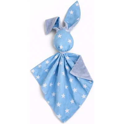Bobono Peluche Lapin Doudou, Double Face En Coton Et Minky - Étoiles Bleues - Bleu - Publicité Bobono Peluche Lapin Doudou, Double Face En Coton Et Minky - Étoiles Bleues - Bleu - Publicité