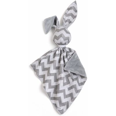 Bobono Peluche Lapin Doudou, Double Face En Coton Et Minky - Gris Chevron - Gris - Publicité Bobono Peluche Lapin Doudou, Double Face En Coton Et Minky - Gris Chevron - Gris - Publicité