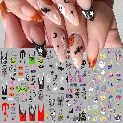 5 Feuilles D'Halloween Nail Art Autocollants Pour Diy Nail Fournitures De Décora - Publicité 5 Feuilles D'Halloween Nail Art Autocollants Pour Diy Nail Fournitures De Décora - Publicité