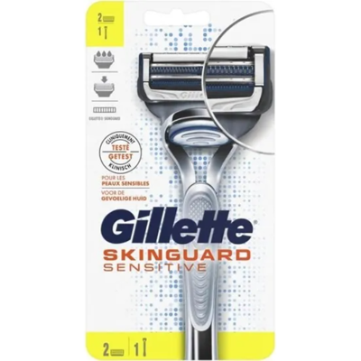 Pack Rasoir Gillette Skinguard Sensitive + 2 Lames De Recharge Gilette Sensible - Publicité Pack Rasoir Gillette Skinguard Sensitive + 2 Lames De Recharge Gilette Sensible - Publicité