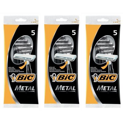 BIC - 5 Rasoirs Metal 1 Lame - 3 Pochettes - 5 Rasoirs/Pack - Razors - Publicité BIC - 5 Rasoirs Metal 1 Lame - 3 Pochettes - 5 Rasoirs/Pack - Razors - Publicité
