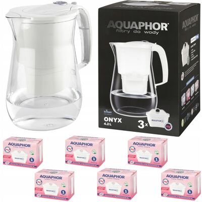 Sans Marque Filterkanne Aquaphor Onyx 2,8 L + 6 Filterpatronen, Weiß - Publicité Sans Marque Filterkanne Aquaphor Onyx 2,8 L + 6 Filterpatronen, Weiß - Publicité