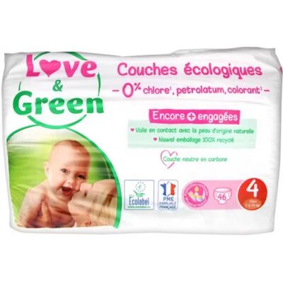 Couches hypoallergéniques Love & Green T4 - 7-14 kg - Publicité Couches hypoallergéniques Love & Green T4 - 7-14 kg - Publicité