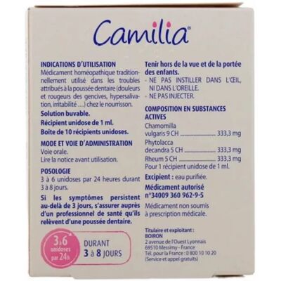 Médicaments sans ordonnance > Homéopathie Camiliax 10 - Publicité Médicaments sans ordonnance > Homéopathie Camiliax 10 - Publicité