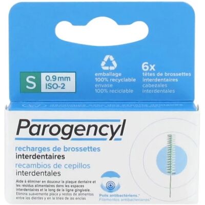 Brossettes Interdentaires Parogencyl - S - 6 unités - Filaments antibactériens - Nettoyage en profondeur - Publicité Brossettes Interdentaires Parogencyl - S - 6 unités - Filaments antibactériens - Nettoyage en profondeur - Publicité