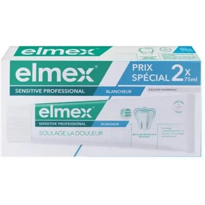 Dentifrice blanchissant pour dents sensibles - Elmex 2x75ml - Publicité Dentifrice blanchissant pour dents sensibles - Elmex 2x75ml - Publicité