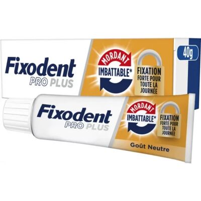 Fixodent Pro Plus Crème Adhésive - Colle pour prothèses - Publicité Fixodent Pro Plus Crème Adhésive - Colle pour prothèses - Publicité