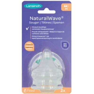 Tétines Lansinoh Natural Wave - 2 pièces débit moyen - Publicité Tétines Lansinoh Natural Wave - 2 pièces débit moyen - Publicité
