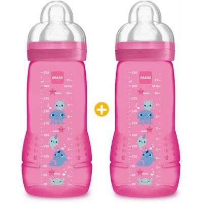 Biberon Easy Active 2e âge MAM - Jungle Rose - Pack de 2 - Publicité Biberon Easy Active 2e âge MAM - Jungle Rose - Pack de 2 - Publicité