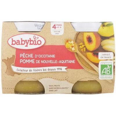 Babybio Pêche Pomme Bio Aliment pour Bébé - 130 g - Publicité Babybio Pêche Pomme Bio Aliment pour Bébé - 130 g - Publicité