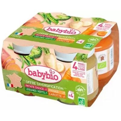 Babybio Légumes Bio pour Bébé 4 Saveurs - 4x130g - Publicité Babybio Légumes Bio pour Bébé 4 Saveurs - 4x130g - Publicité