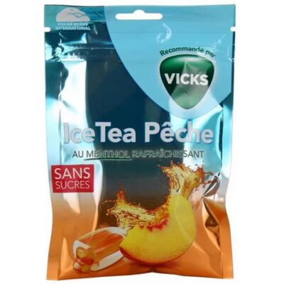 Vicks Modèle Pêche Menthol - Confiserie - Publicité Vicks Modèle Pêche Menthol - Confiserie - Publicité
