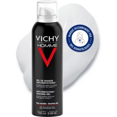 Vichy Homme Gel de Rasage Anti-Irritations - Gel de rasage pour peau sensible - Publicité Vichy Homme Gel de Rasage Anti-Irritations - Gel de rasage pour peau sensible - Publicité