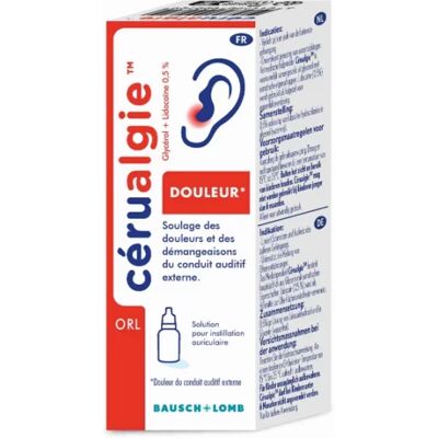 Bausch & Lomb Cerualgie Gouttes d'oreille - Soulagement des douleurs - Publicité Bausch & Lomb Cerualgie Gouttes d'oreille - Soulagement des douleurs - Publicité