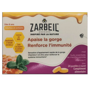 Parapharmacie en ligne > Compléments alimentaires > Compléments Alimentaires ORL Zarbeil Gorge Et Immunité Pastilles x 24 - ORL - Pharmacie en ligne LaSante.net - Publicité Parapharmacie en ligne > Compléments alimentaires > Compléments Alimentaires ORL Zarbeil Gorge Et Immunité Pastilles x 24 - ORL - Pharmacie en ligne LaSante.net - Publicité