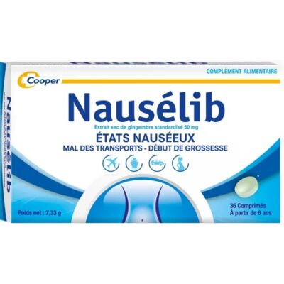 Cooper Nausélib Soulagement Nausée au Gingembre - Complément Alimentaire - Publicité Cooper Nausélib Soulagement Nausée au Gingembre - Complément Alimentaire - Publicité