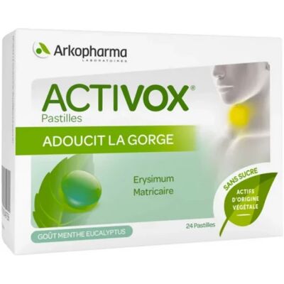 Parapharmacie en ligne > Compléments alimentaires > Compléments Alimentaires ORL Activox Gorge Menthe Eucalyptus x 24 - Publicité Parapharmacie en ligne > Compléments alimentaires > Compléments Alimentaires ORL Activox Gorge Menthe Eucalyptus x 24 - Publicité