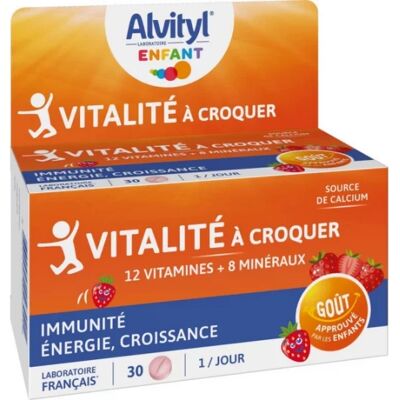 Alvityl Vitalité Fraise à Croquer - Vitamines & Minéraux pour Enfants - Publicité Alvityl Vitalité Fraise à Croquer - Vitamines & Minéraux pour Enfants - Publicité