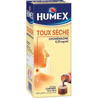 Médicaments sans ordonnance > Médicaments contre les maux de gorge et la toux > Médicaments contre la toux Humex Sirop Toux Sèche Oxomémazine 150 ml - Publicité Médicaments sans ordonnance > Médicaments contre les maux de gorge et la toux > Médicaments contre la toux Humex Sirop Toux Sèche Oxomémazine 150 ml - Publicité