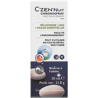 Parapharmacie en ligne > Compléments alimentaires > Compléments alimentaires pour le sommeil et le stress C'ZEN Nuit Chronospray 20 ml - Publicité Parapharmacie en ligne > Compléments alimentaires > Compléments alimentaires pour le sommeil et le stress C'ZEN Nuit Chronospray 20 ml - Publicité