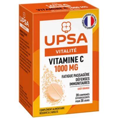 UPSA Vitamine C 1000 mg Comprimés Effervescents Goût Orange - Complément Alimentaire - Publicité UPSA Vitamine C 1000 mg Comprimés Effervescents Goût Orange - Complément Alimentaire - Publicité