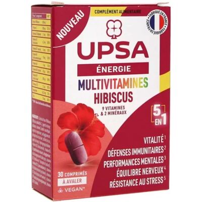 Multivitamines UPSA 5 en 1 Hibiscus - 30 Comprimés - Complément Alimentaire - Publicité Multivitamines UPSA 5 en 1 Hibiscus - 30 Comprimés - Complément Alimentaire - Publicité