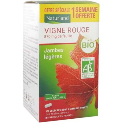 Naturland Vigne Rouge Bio 150 Végécaps - Favorise la circulation - Publicité Naturland Vigne Rouge Bio 150 Végécaps - Favorise la circulation - Publicité