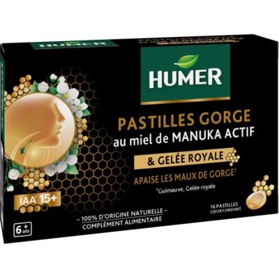 Parapharmacie en ligne > Compléments alimentaires > Compléments Alimentaires ORL Humer Pastilles Gorge Au Miel de Manuka Actif IAA 15+ x 16 - Publicité Parapharmacie en ligne > Compléments alimentaires > Compléments Alimentaires ORL Humer Pastilles Gorge Au Miel de Manuka Actif IAA 15+ x 16 - Publicité