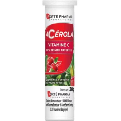 Tube d’Acérola Forté Pharma - 12 Comprimés à Croquer - Vitamines - Publicité Tube d’Acérola Forté Pharma - 12 Comprimés à Croquer - Vitamines - Publicité