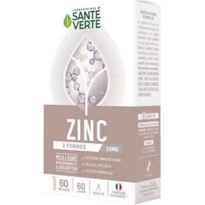 Sante Verte Zinc 15mg Capsules - Compléments - Publicité Sante Verte Zinc 15mg Capsules - Compléments - Publicité