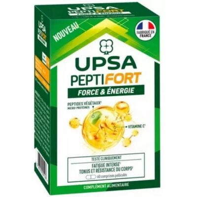UPSA Peptifort - Soutien Musculaire & Énergie - 60 Comprimés - Publicité UPSA Peptifort - Soutien Musculaire & Énergie - 60 Comprimés - Publicité